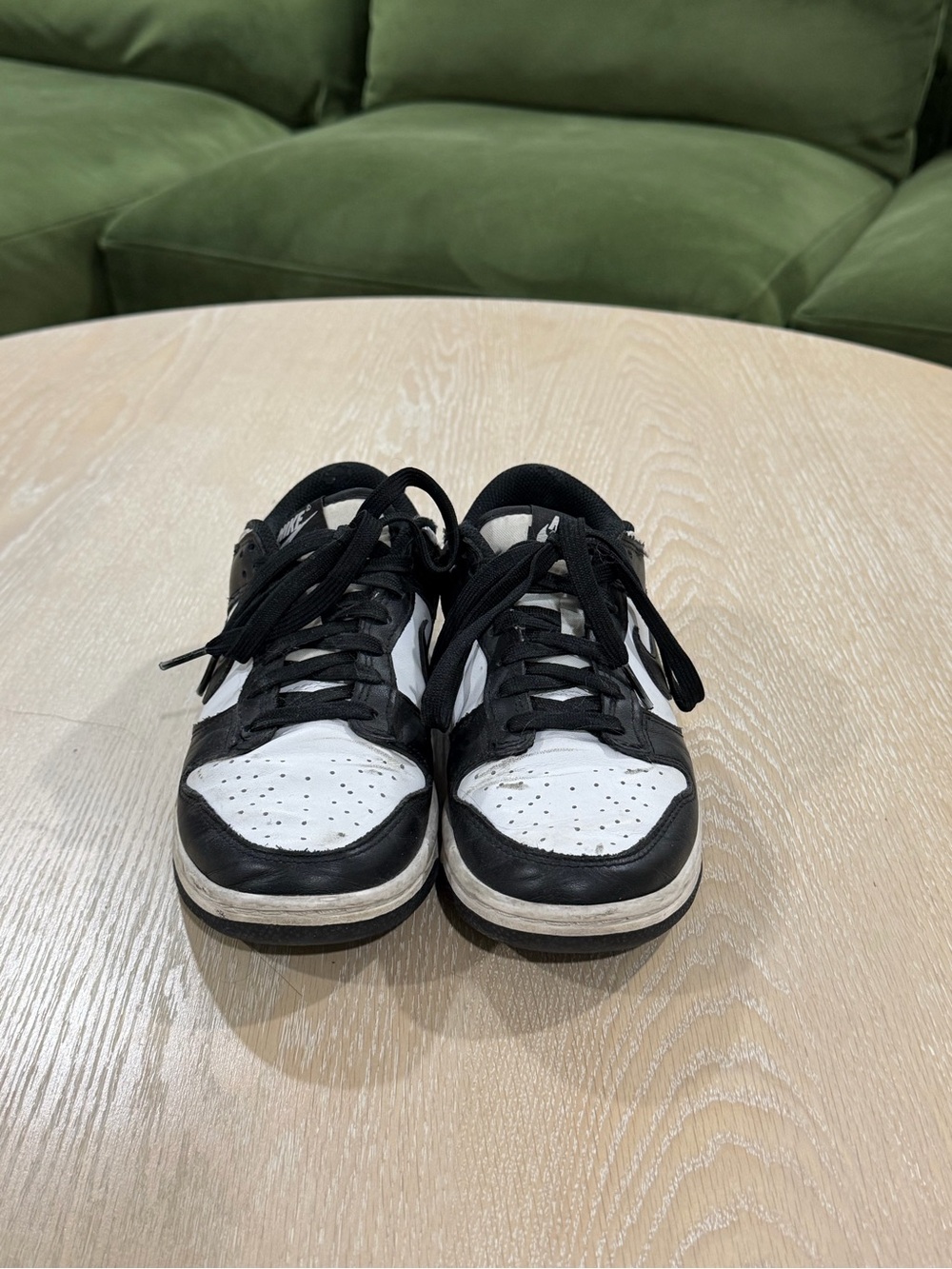 Nike Black and White Low-Top Sneakers with Subtle Green Trim